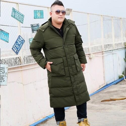 2019 Winter Large size Loose Mens long Hooded Warm Coat Mens Long Over the Knees Oversized XL-7XL 8XL 9XL 10XL Black jacket