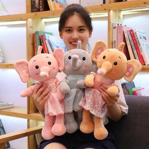 Hot lovely New 1pc 45cm-80cm Love Garden Princess Elephant Doll Cute Color Small Elephant Plush Toy Cushion Doll Birthday Gift