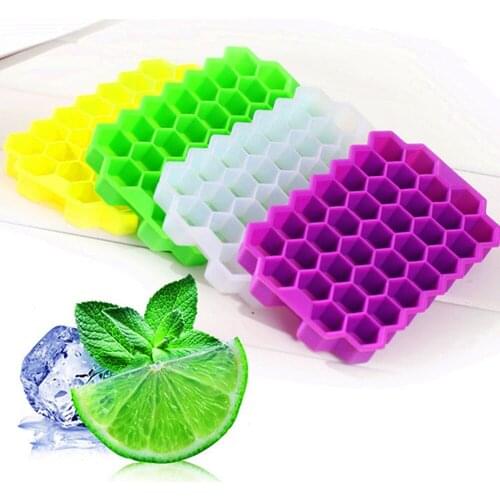 1pcs Silicone Honeycomb Ice Cube Tray With Cover Silicone Ice Mold 37 Ice Making Mold Food Grade Flexible Silicone Ice Molds