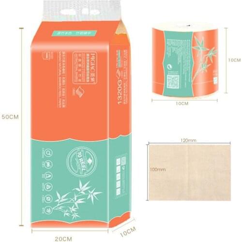 10 Rolls Of 4Layer Toilet Paper Home Native Wood Pulp Durable Paper Tissue Soft Rolling Paper Per Roll 132g Core Roll Paper Home