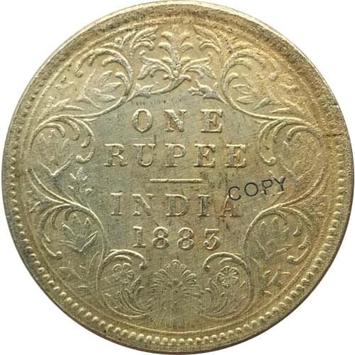 1883 India Coins Victoria Queen One Rupee Cupronickel Plated Silver Copy Coin