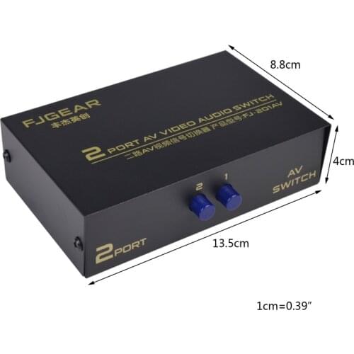 2 Port AV RCA Switch 2 in 1 out Composite Video L/R Selector Box for DVD Player 32CB