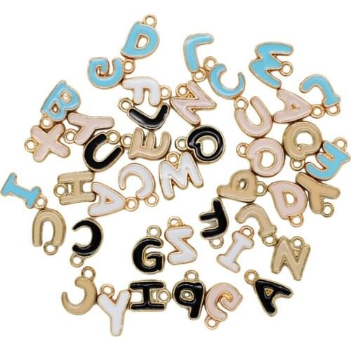 26pcs/Lot 12mm Lovely Cute A-Z 26 Letters Enamel Charms KC Gold Fashion Jewelry Bracelet Earring Hair Accessories Pendants