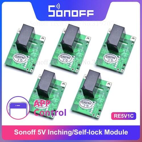 3/5/10PCS Sonoff RE5V1C 5V DC Dry Contact Inching/Selflock Module Switch Work via eWelink APP Support Alexa Google Home IFTTT