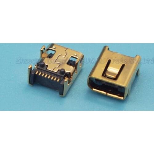 50pcs Gold Plating MINI 8P USB Female Socket 4 DIP Foot Charging Port for MP3/MP4 etc