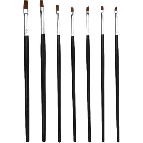 7 Sizes Painting Drawing Carving Pen Brush Acrylic For UV Gel Polish Builder Flat Design Tips DIY Nail art Manicure Tools Set