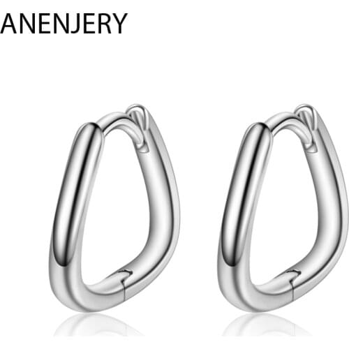 ANENJERY 925 Sterling Silver New Arrival Geometric Small Hoop Earrings For Women Men Ear Jewelry Gifts S-E1053
