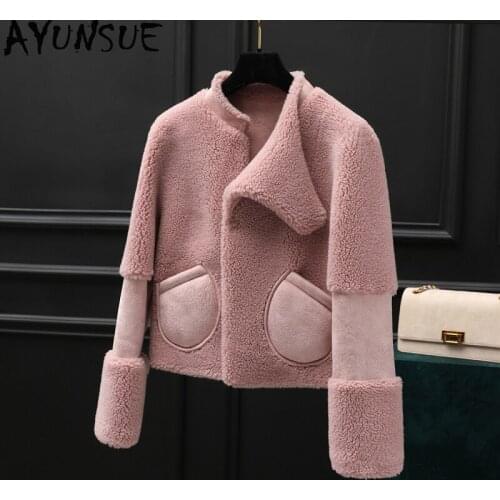 AYUNSUE Real Fur Coat Female Jacket Winter Coat Women Sheep Shearling Fur Jacket Women Clothes 2020 Korean Jackets Manteau Femme