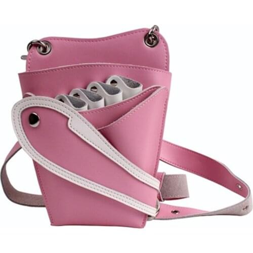 White Pink Blue Salon Hairdresser Waist Tool Pouch Barber Scissors Shears Organizer Stylist Leather Holster w/ Leather Belt H13