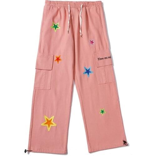 Hip Hop Pants Star Embroidery Harem Joggers Men Fashion Streetwear High Street Sweatpants Track Pants Punk Trousers Full Length
