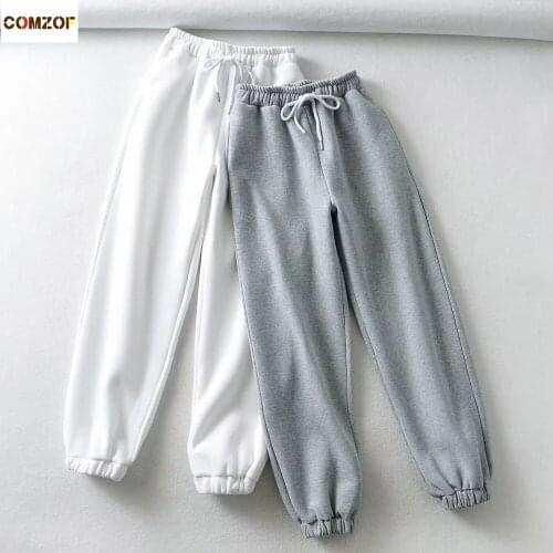 New Arrival Women Fleece Sweatpants INS Elastic Waist Fashion Pants Loose Lady Workout Casual Trousers Pantalones Mujer