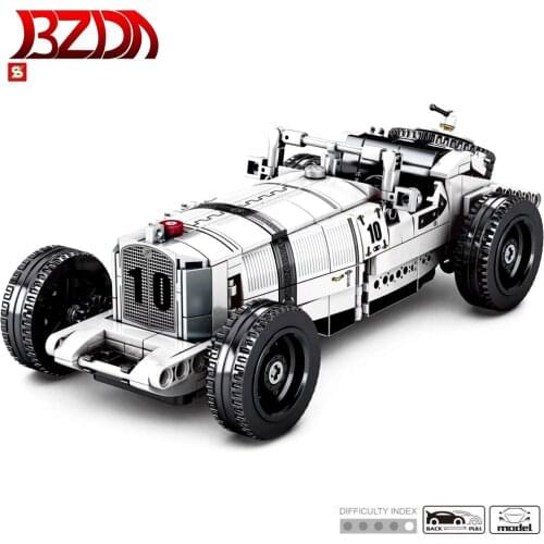 BZDA 492 Pcs Car Retro SSK Sports Car Speed Cars Building Blocks Moc Bricks Car Model For Boys Toys Birthday Gift