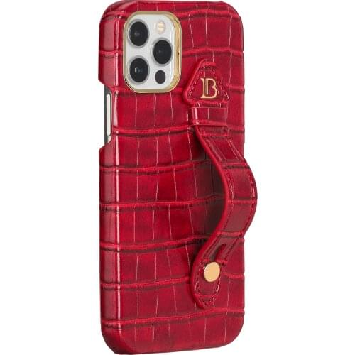 For iPhone 13 /13 Pro Wristband Design Crocodile Pattern PU Mobile Phone Back Case for iPhone 12 mini 11 Pro Max Xs Max XR Cover
