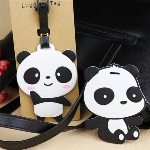 Cute Bear Panda Luggage Tag Cartoon Address Holder Baggage Label Silicone Identifier Travel Accessories