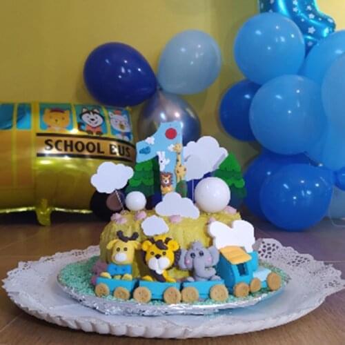 CYUAN 1pcs Animal Cake Topper Kids 1st Birthday Party Decoration Boy Prince One Year Old First Birthday Cupcake Cake Toppers