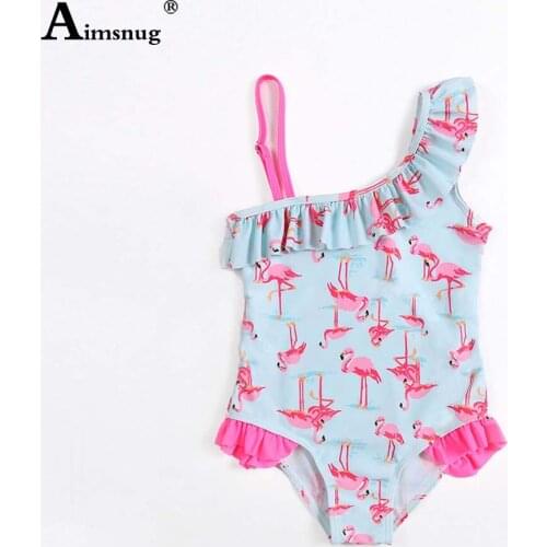 Baby Girls Princess Swimsuits Children Sweet Ruffles One Pieces Swimwear 2021 Cute Animal Print Bathing Suits Kids Clothing