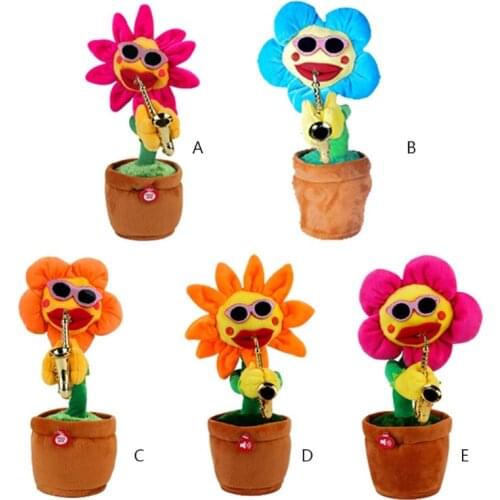 Electric Funny Singing Dancing Sunflower Toy Playing 80 Saxophone Songs Flower