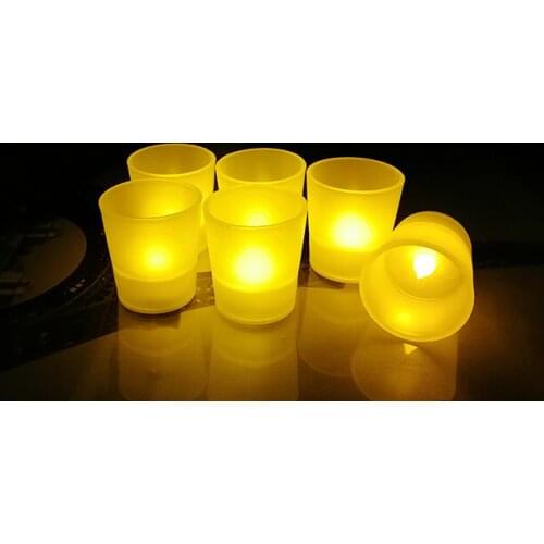 Electronic Tealight Jar Holder Warmer Glass Cup LED Candle Table Light