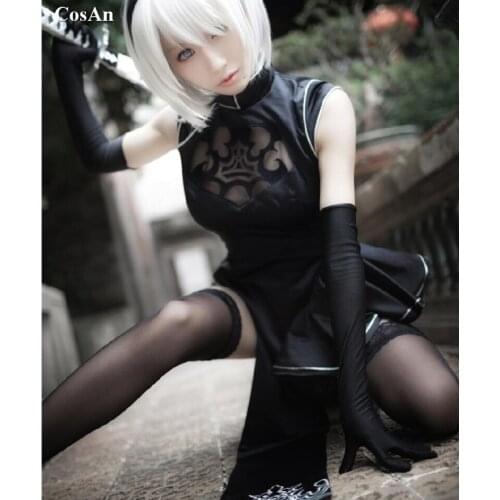 Hot Game NieR:Automata 2B Cosplay Costume Lovely Balck Cheongsam Activity Party Role Play Clothing High Quality Custom-Make Any