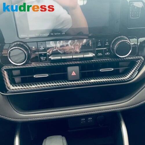 For Toyota Highlander Hybrid 2021 2022 Carbon Fiber Center Air Condition Vent Outlet Cover Trim Accessories Car Styling LHD