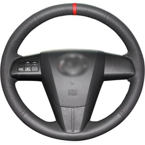 Black Artificial Leather Car Steering Wheel Cover for Mazda 3 Axela 2010-2013 Mazda 5 Mazda 6 CX-7 CX-9 MAZDASPEED3 (US)