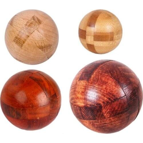 Classic Ball-shaped Wooden Burr Puzzles Game for Adults Kids
