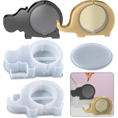 Piggy Bank Silicone Mould Animal Ornaments Epoxy Resin Mold Hippopotamus Elephant Decoration DIY Crafts Gifts Tool
