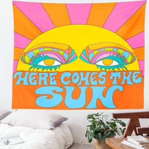 Colorful Sunshine Tapestry Wall Hanging 80s Sun Home Wall Decor Psychedelic Tapestry Decor Living Room Bedroom Bohemian Print