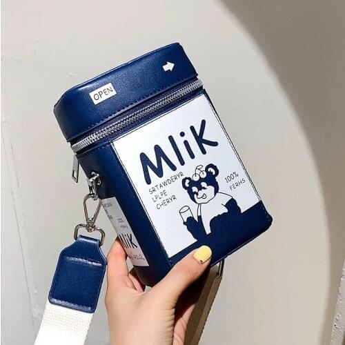 Cute Drink Box Bag Women Shoulder Bags Lovely Milk Cartoon Printing Crossbody Bag Lady Designer Small Coin Phone Purses Female