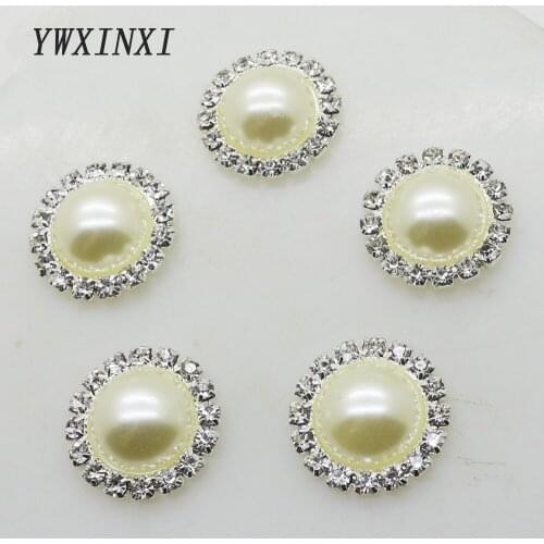 Fashion Hot 10Pcs/lot 23mm Ivory Round Jewelry fittings Flat Back Imitation pearls Base Settings Wholesale Handmade Fitting