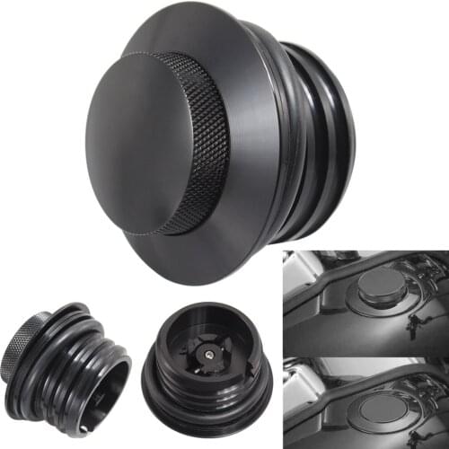 Motorcycle Knurled Aluminum Black Flush Pop-Up Fuel Gas Tank Cover Cap For Harley Dyna Softail XL 1200 833 Road King Glides