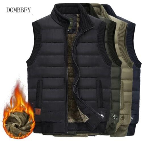 Mens Casual Fleece Vest Winter Thick Warm Sleeveless Jacket Stand Collar Waistcoat Army Military Vest Multi-Pocket Coats 6XL