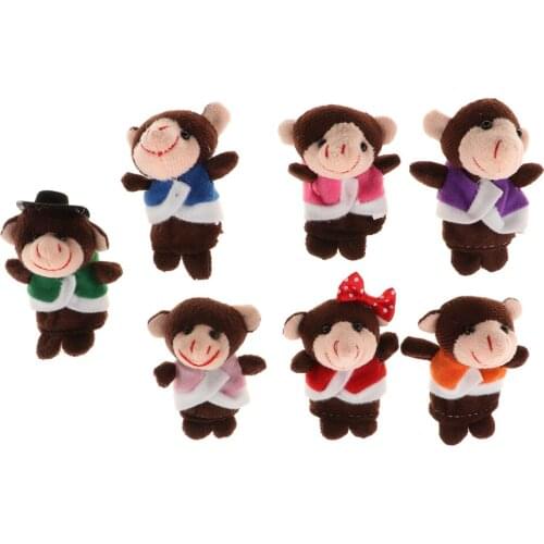 7pcs Monkeys Animal Finger Puppets Soft Plush Dolls Props Toys for Story Telling