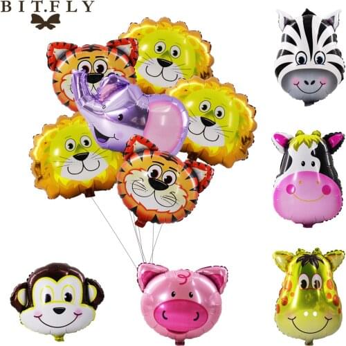 BIT.FLY New Animal Head Lion Monkey Zebra Aluminum Foil Balloon Happy Birthday Party Decorations Kids Baby Shower party Supplies