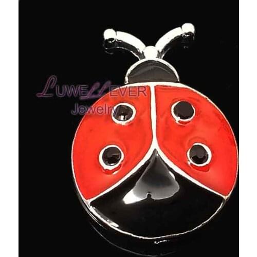 Wholesale metal Rhinestone ladybird Snap Buttons w243 flowers Diy Jewelry fit 18mm Snap button Necklaces/Bracelets for women