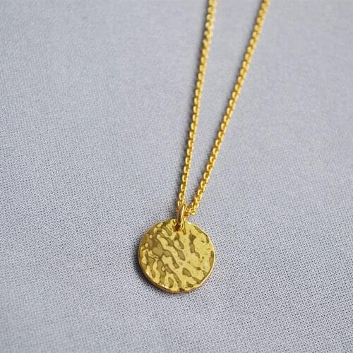 Hammered Pendant Necklace For Women Simple Barss Gold Coin Short Necklace Hammered Bar Necklace Collar Female Jewelry