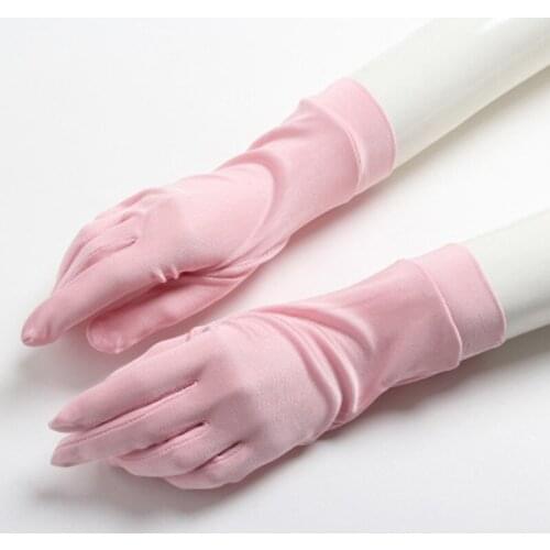Sexy Summer Female UV Protection Sunscreen Short Sun Natural Silk Knit Gloves Fashion Women Thin Driving Skin Beauty Gloves A60