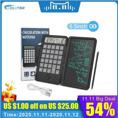 6.5 inch 2 in 1 rechargeable Calculator Writing Tablet Portable Smart LCD Graphic Handwriting Pad Board drawing tablet paperless