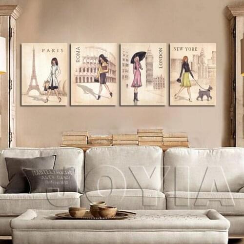 Full diamond painting wall painting fashion women travel famous architectural street crafts diamond embroidery landscape Mosaic