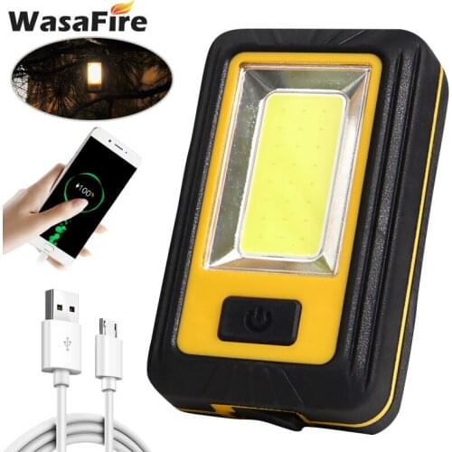 Portable Spotlight COB LED Camping Emergency Light Waterproof USB Rechargeable Work Lights Outdoor Lamp Lantern with Magnet Hook