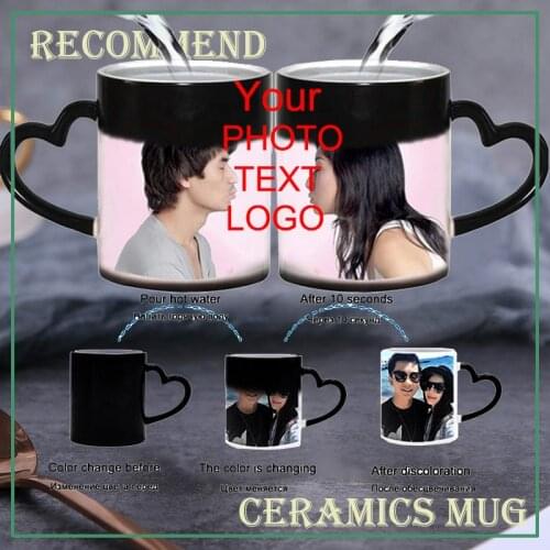 DIY Personalized Magic Mug Heat Sensitive Ceramic Mugs Color Changing Coffee Milk Cup Gift Print Pictures