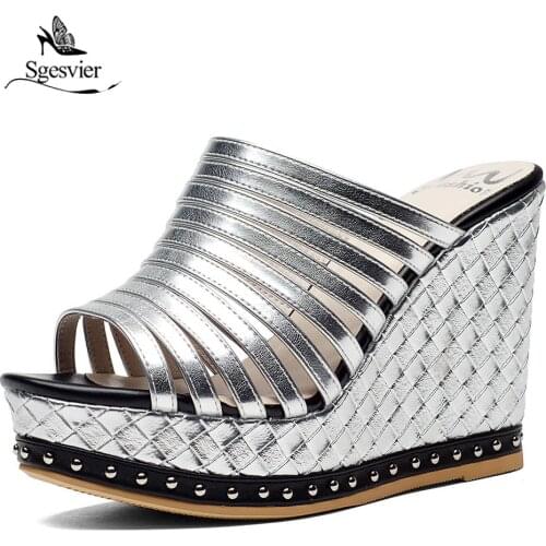 Sgesvier Summer Shoes Top Quality Wedges Spuer Heels Shoes Woman Sandals Fashion Inside Pigskin Leather Shoes Platform OX435