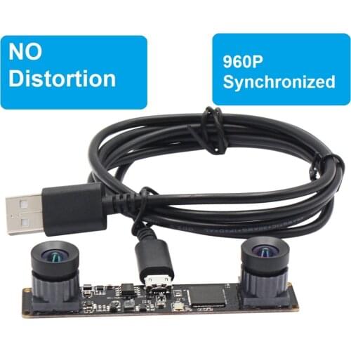 Synchronized 3D Stereo VR Camera 960P HD OTG UVC Plug and play USB 2.0 Video Webcam Camera Module with Dual No distortion Lens