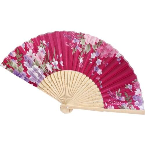 Folding held fan pattern dance wedding party lace handmade folding flower fan Vintage Bamboo Chinese Dance Party Pocket 19JUL29