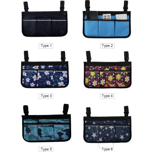 Wheelchair Bag with Pockets Reflective Strips Armrest Side Bags Electric Wheelchair Mobility Scooter Walking Frame Storage Pouch