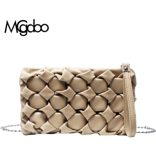 Mgcdoo Woven Shoulder Bag Chain Messenger Bag Personality Women Handbag Day Clutches Bag
