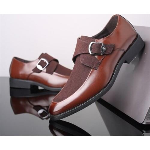 Comfortable Casual Leather shoes for men Suede Leather + Patent leather Buckle Shoes genuine leather Shoes Mens fashion Shoe