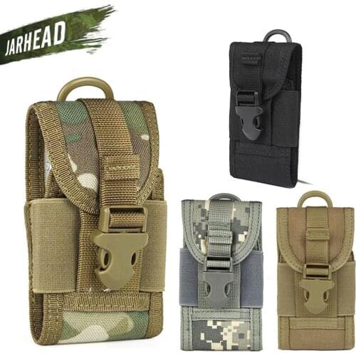 Outdoor Tactical Phone Bag Waterproof Wear-Resistant Mini Multifunction EDC Sport Phone Case Molle Kit Phone Pocket (14x7.5x2cm)