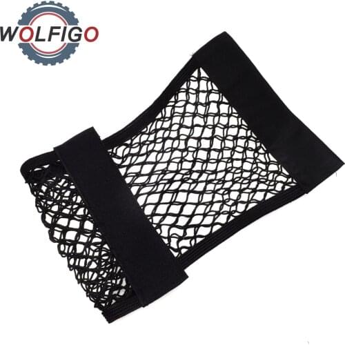 WOLFIGO Black Car Seat Back Net Mesh Storage Bag Rear Trunk Phone Holder Pocket Organizer Stowing Tidying Car Accessory