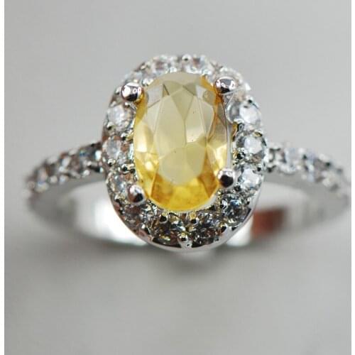 Yellow Crystal Zircon Women 925 Sterling Silver Ring F883 Size 6 7 8 9 10